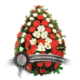 Coroana funerara din gerbera si crini