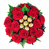 Buchet GOLD cu trandafiri si Ferrero Rocher